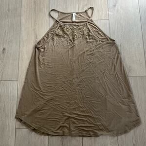 Zenana Women's Brown Lace Flowy Tank Size 1X